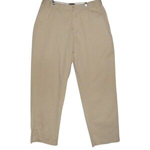 Architect Pants Mens 38 X 32" Tan Khaki Brown Cotton flat front extender waist